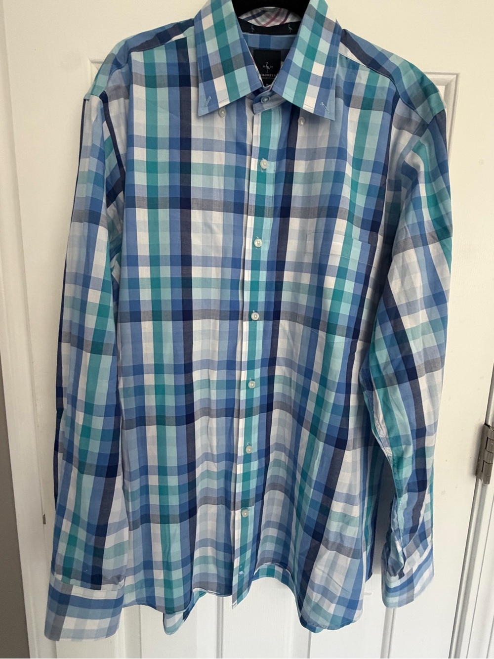 TailorByrd Collection Men’s XL Blue Plaid Button Front Dress Shirt Long Sleeve